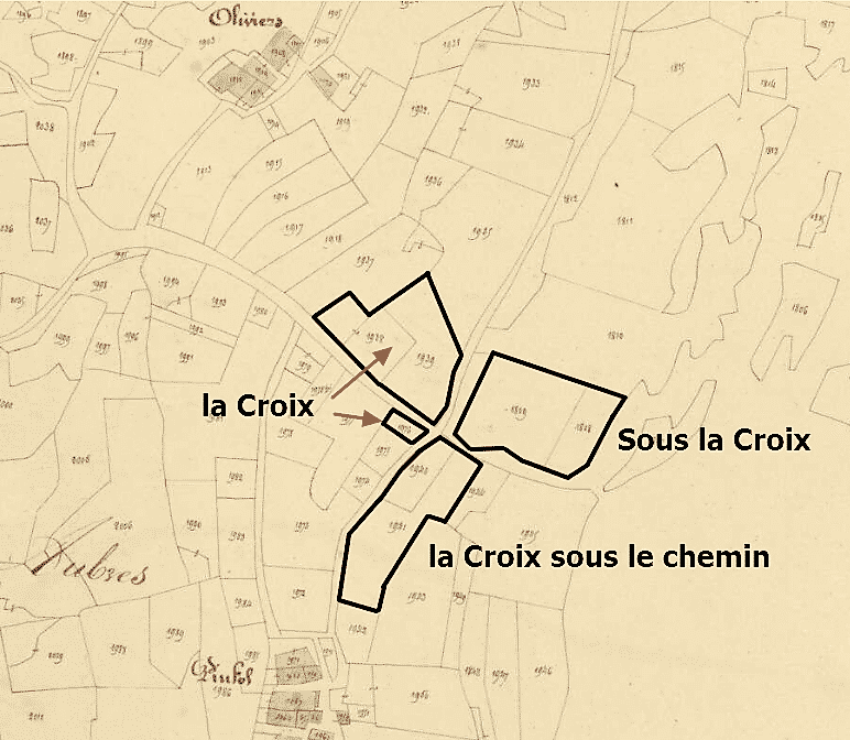 la croix entre Pinfol et Oliviers